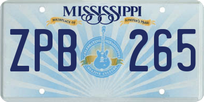 MS license plate ZPB265