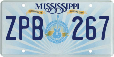 MS license plate ZPB267