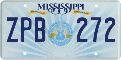 MS license plate ZPB272