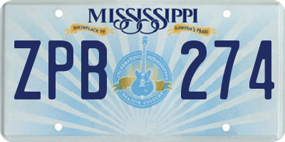 MS license plate ZPB274