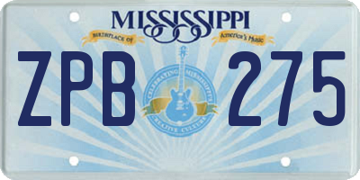 MS license plate ZPB275
