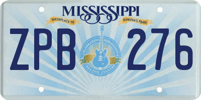 MS license plate ZPB276