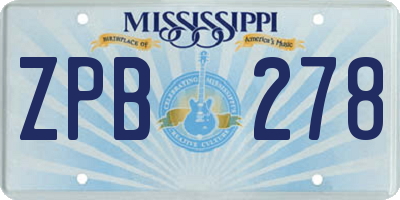 MS license plate ZPB278