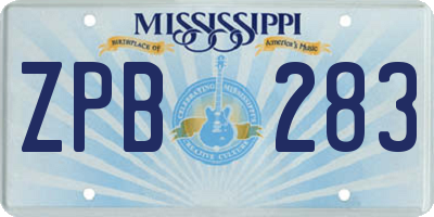 MS license plate ZPB283