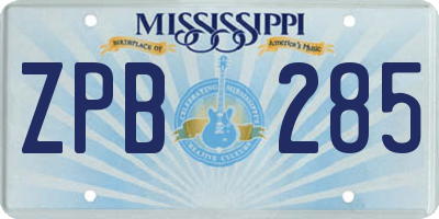 MS license plate ZPB285