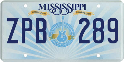 MS license plate ZPB289