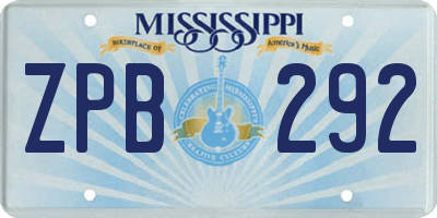 MS license plate ZPB292