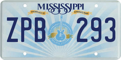 MS license plate ZPB293