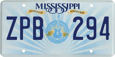 MS license plate ZPB294