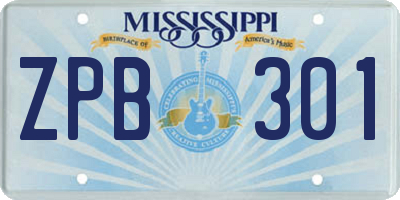 MS license plate ZPB301