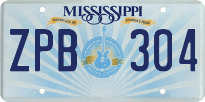 MS license plate ZPB304