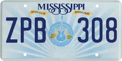 MS license plate ZPB308