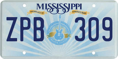 MS license plate ZPB309
