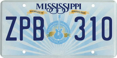 MS license plate ZPB310