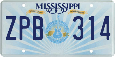 MS license plate ZPB314