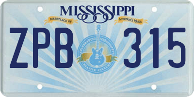 MS license plate ZPB315