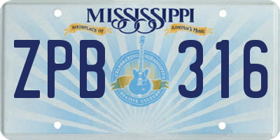 MS license plate ZPB316