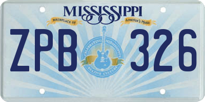 MS license plate ZPB326