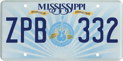 MS license plate ZPB332
