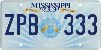MS license plate ZPB333