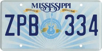 MS license plate ZPB334