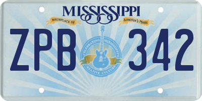 MS license plate ZPB342