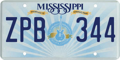 MS license plate ZPB344