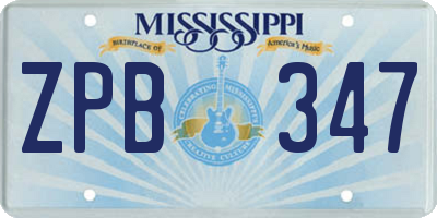 MS license plate ZPB347