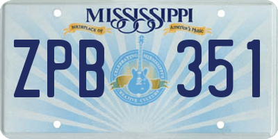 MS license plate ZPB351