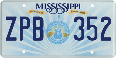 MS license plate ZPB352