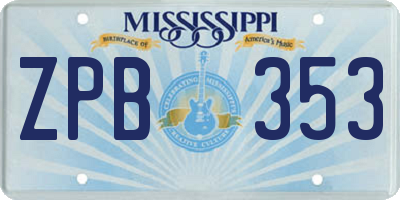 MS license plate ZPB353