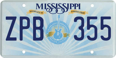 MS license plate ZPB355