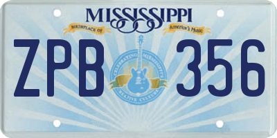 MS license plate ZPB356