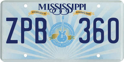 MS license plate ZPB360