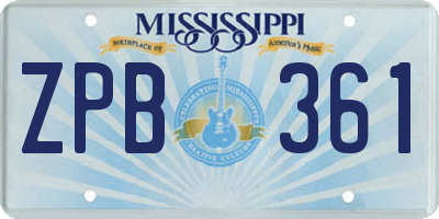 MS license plate ZPB361