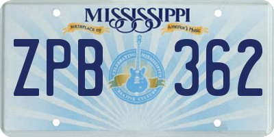 MS license plate ZPB362