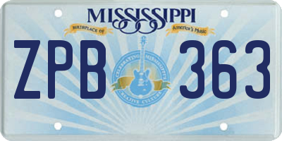 MS license plate ZPB363