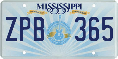 MS license plate ZPB365