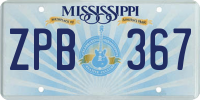 MS license plate ZPB367