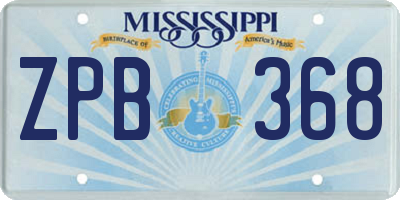 MS license plate ZPB368