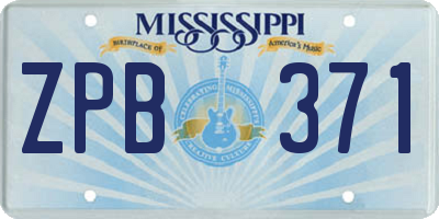MS license plate ZPB371