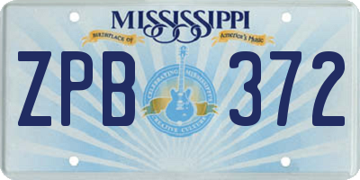 MS license plate ZPB372