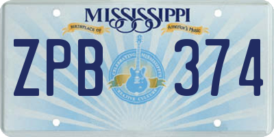 MS license plate ZPB374