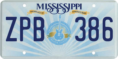 MS license plate ZPB386