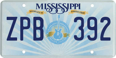 MS license plate ZPB392