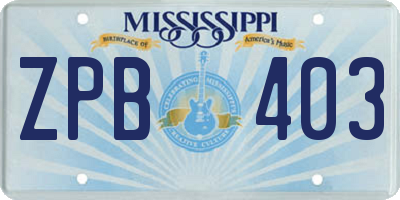 MS license plate ZPB403