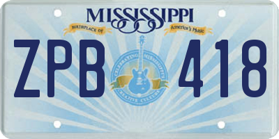 MS license plate ZPB418