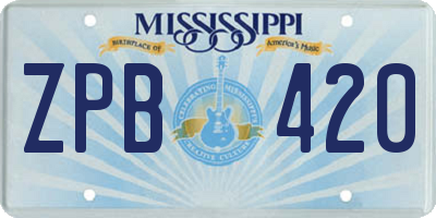 MS license plate ZPB420