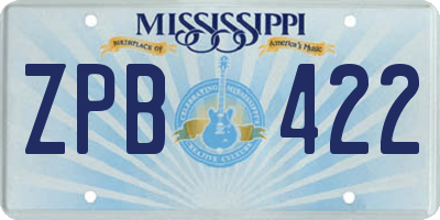MS license plate ZPB422