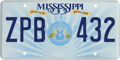 MS license plate ZPB432